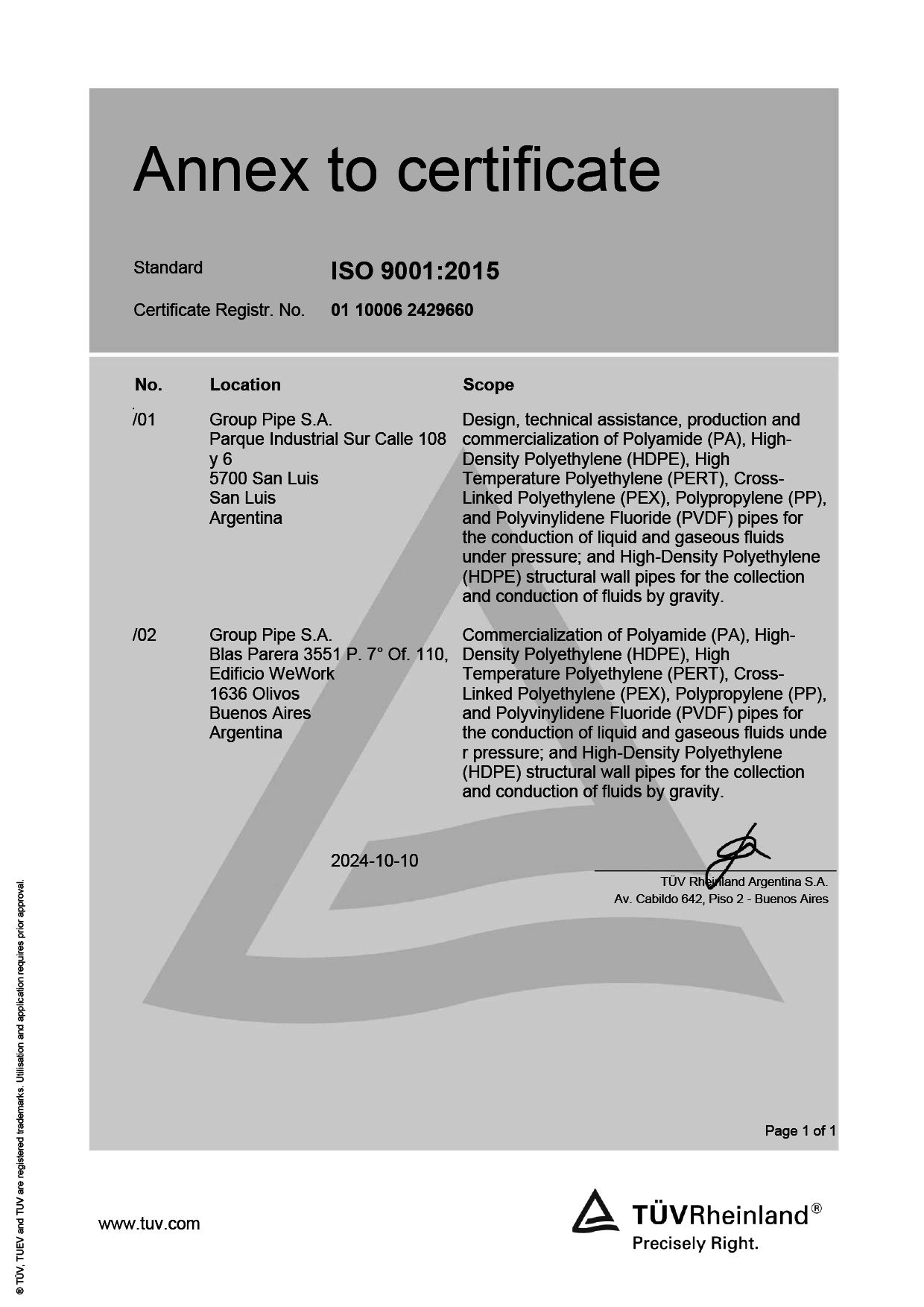 Certificado — Sello